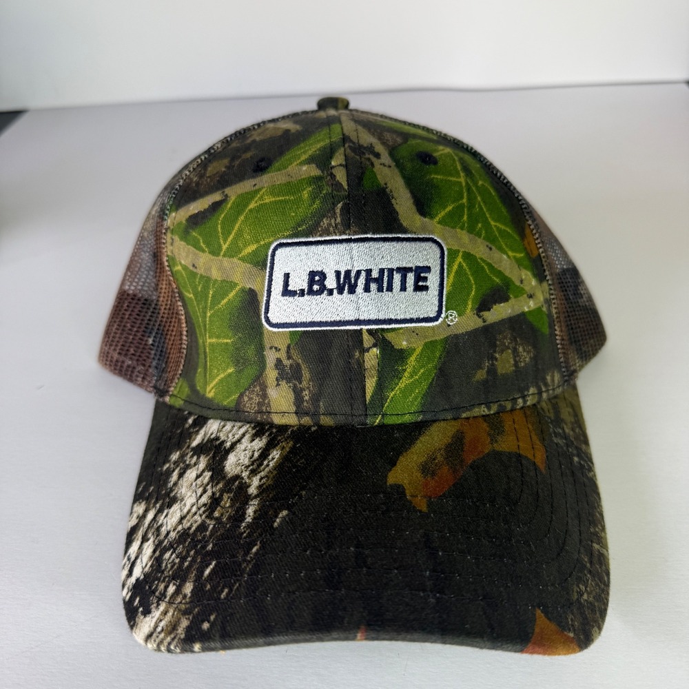 L.B. White Camo Trucker Hat Cap America Mesh‎ Hunting Outdoors Adjustable